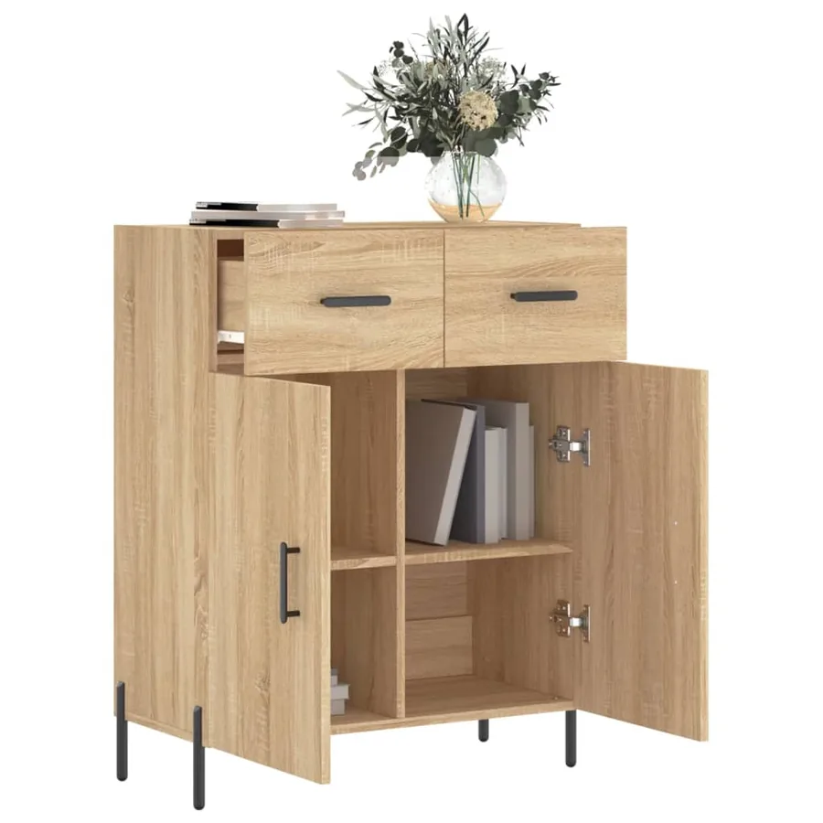 Buffet chêne sonoma 69,5x34x90 cm bois d'ingénierie - 4