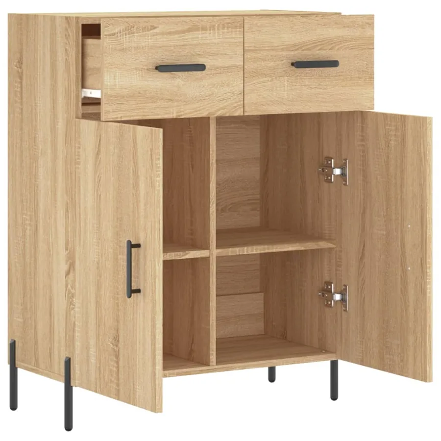 Buffet chêne sonoma 69,5x34x90 cm bois d'ingénierie - 5