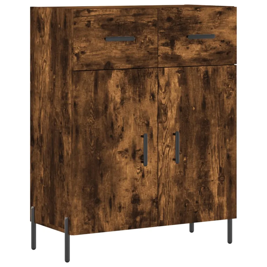 Buffet chêne fumé 69,5x34x90 cm bois d'ingénierie - 2