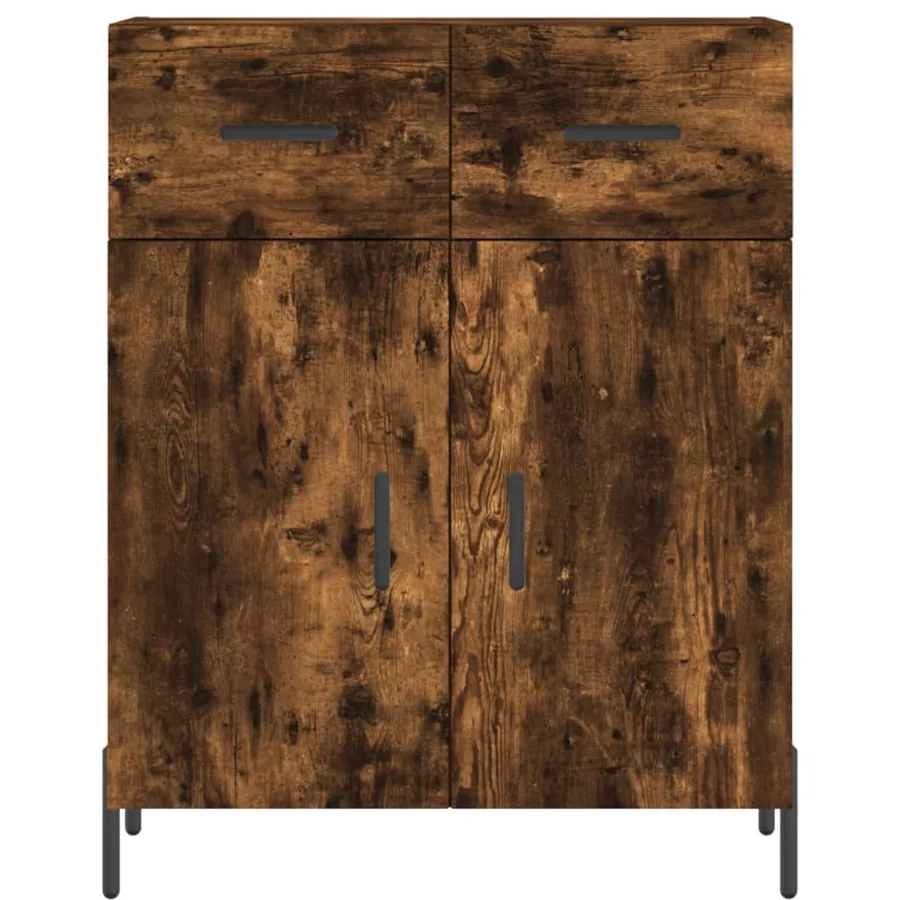 Buffet chêne fumé 69,5x34x90 cm bois d'ingénierie - 6