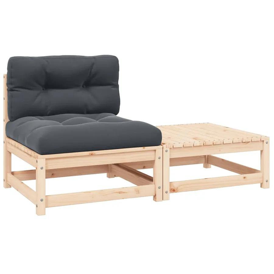 Salon de jardin 2 pcs avec coussins Bois de pin massif - 2