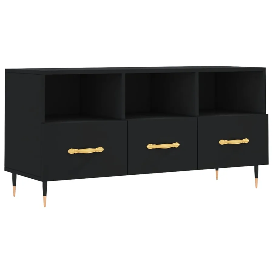 Meuble TV noir 102x36x50 cm bois d'ingénierie - 2