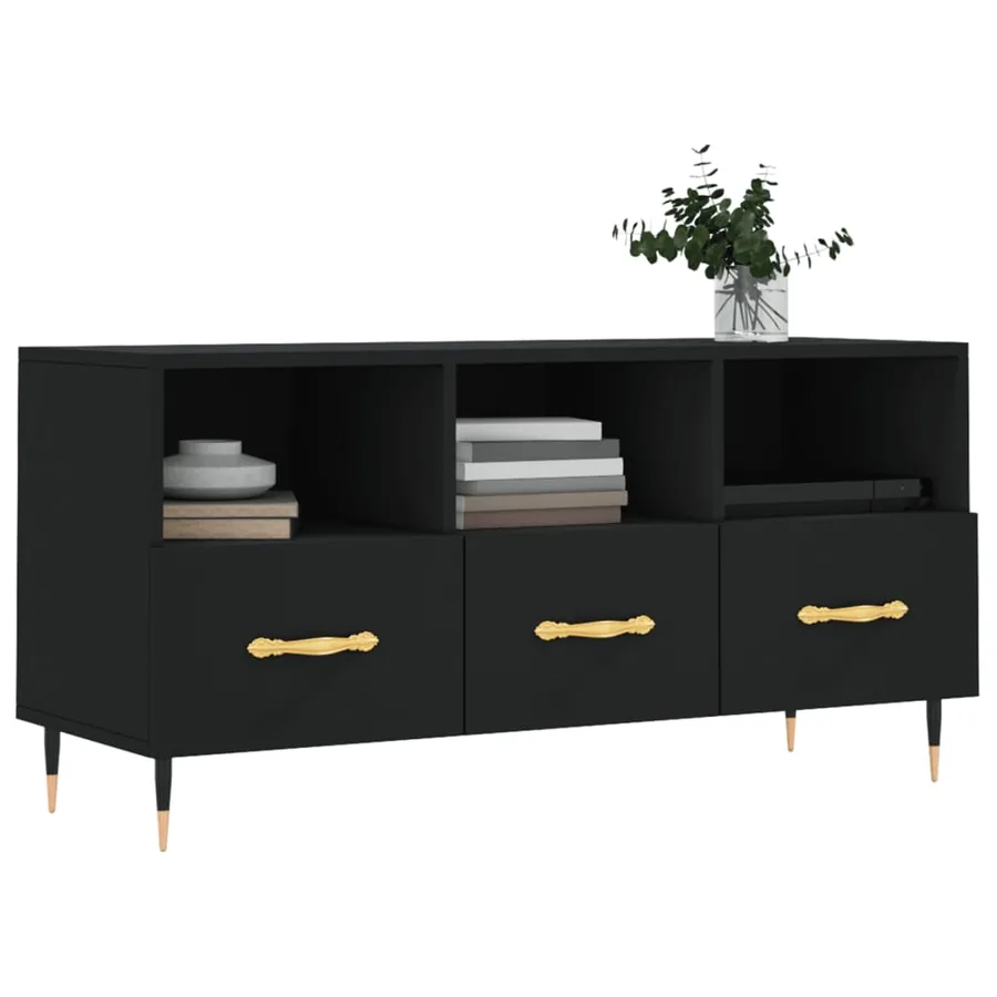 Meuble TV noir 102x36x50 cm bois d'ingénierie - 3