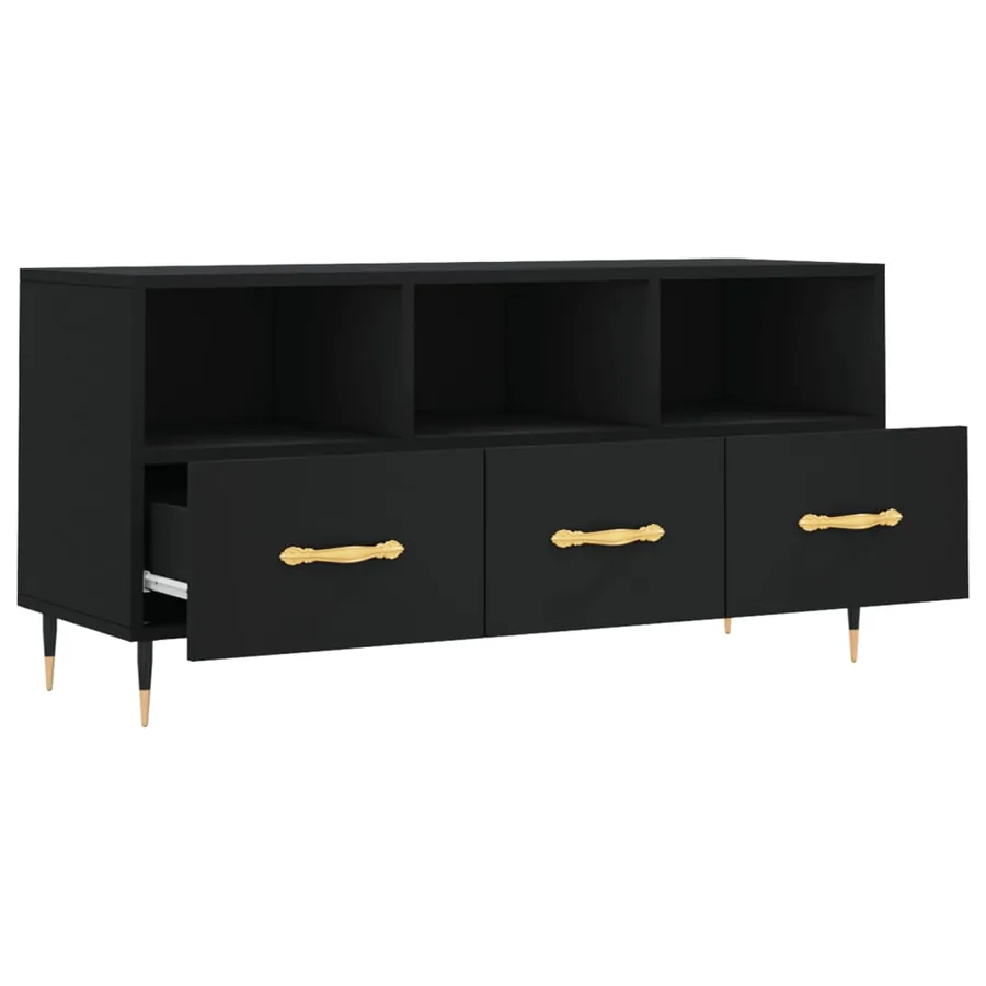 Meuble TV noir 102x36x50 cm bois d'ingénierie - 6