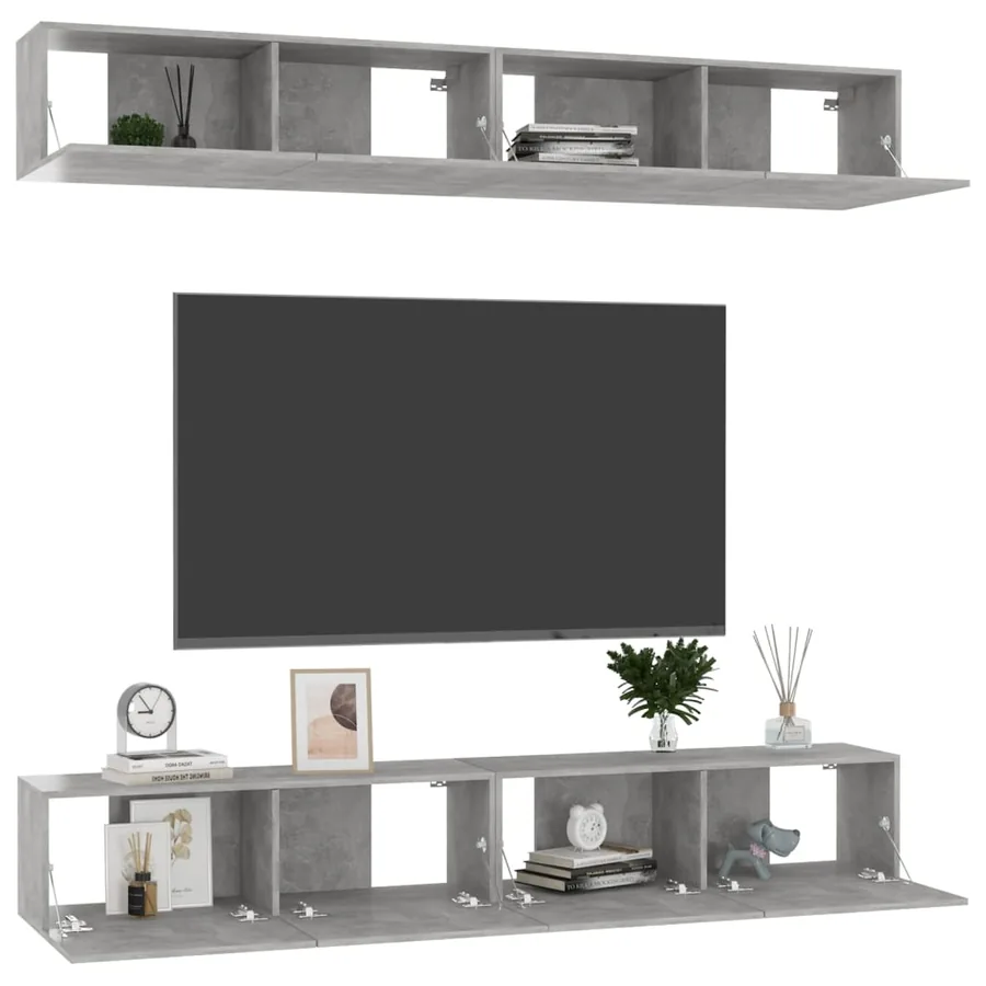 Meubles TV 4 pcs Gris béton 100x30x30 cm Bois d'ingénierie - 3