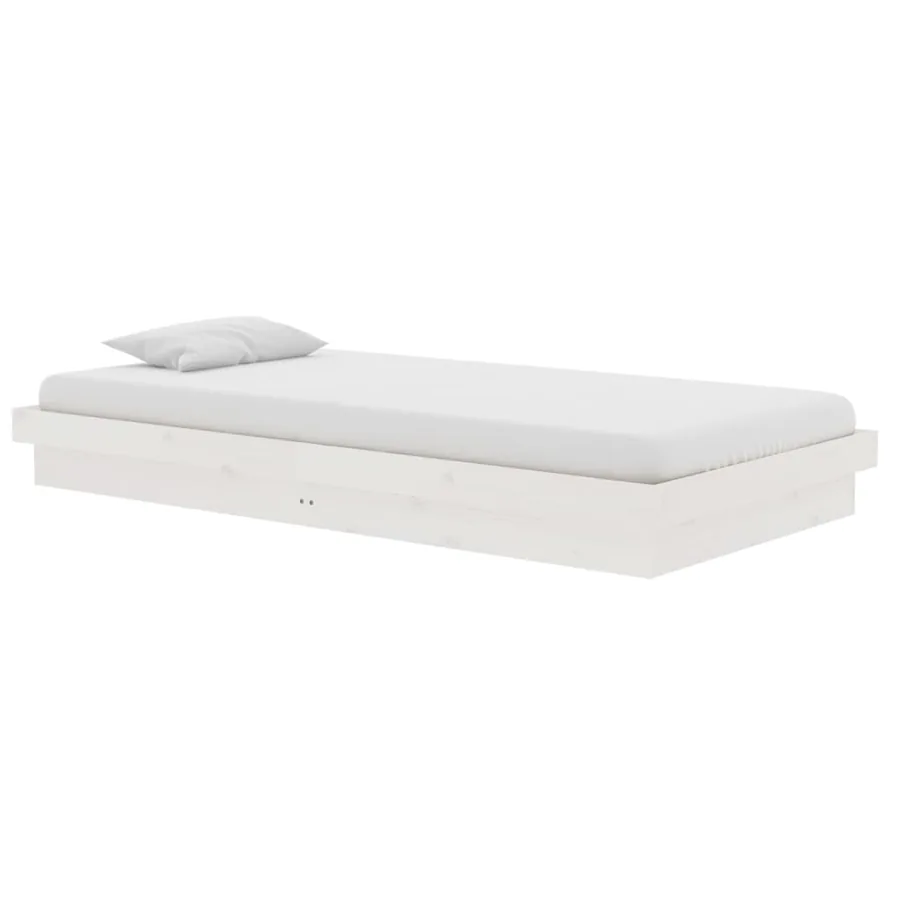 Cadre de lit sans matelas blanc bois massif 100x200 cm - 3