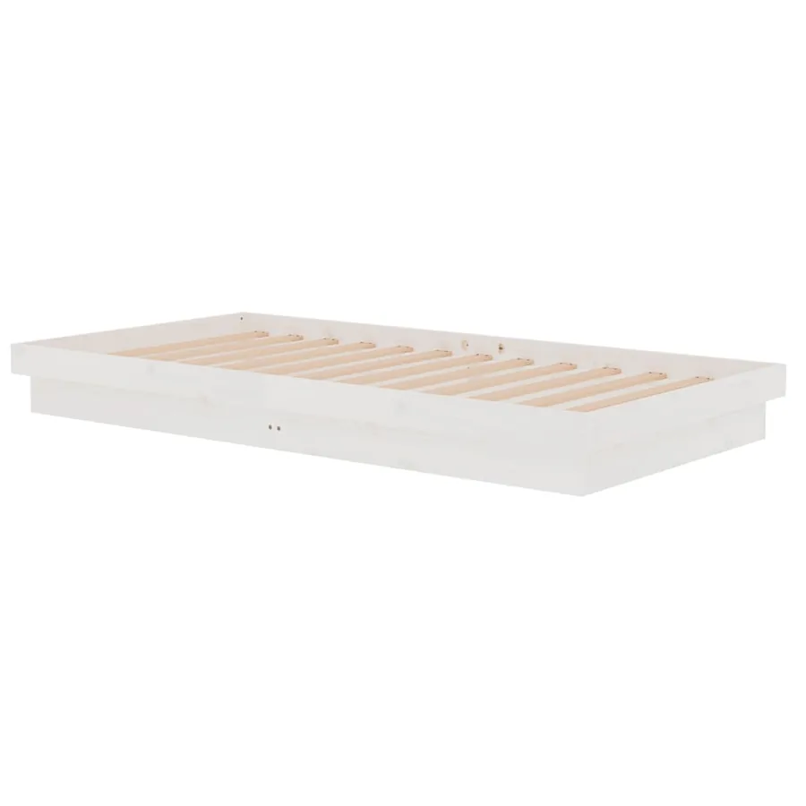 Cadre de lit sans matelas blanc bois massif 100x200 cm - 4