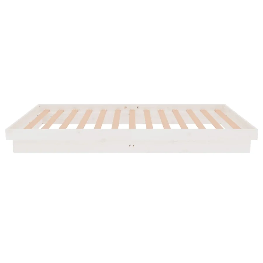 Cadre de lit sans matelas blanc bois massif 100x200 cm - 6