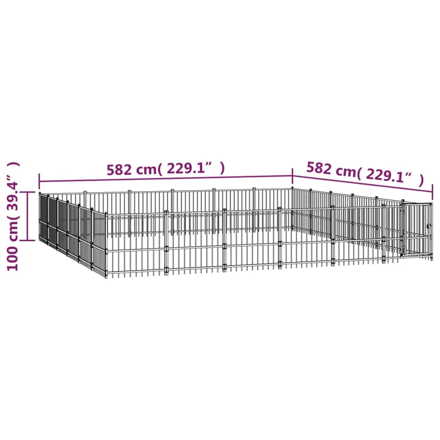 Chenil d'extérieur pour chiens Acier 33,87 m² - 6