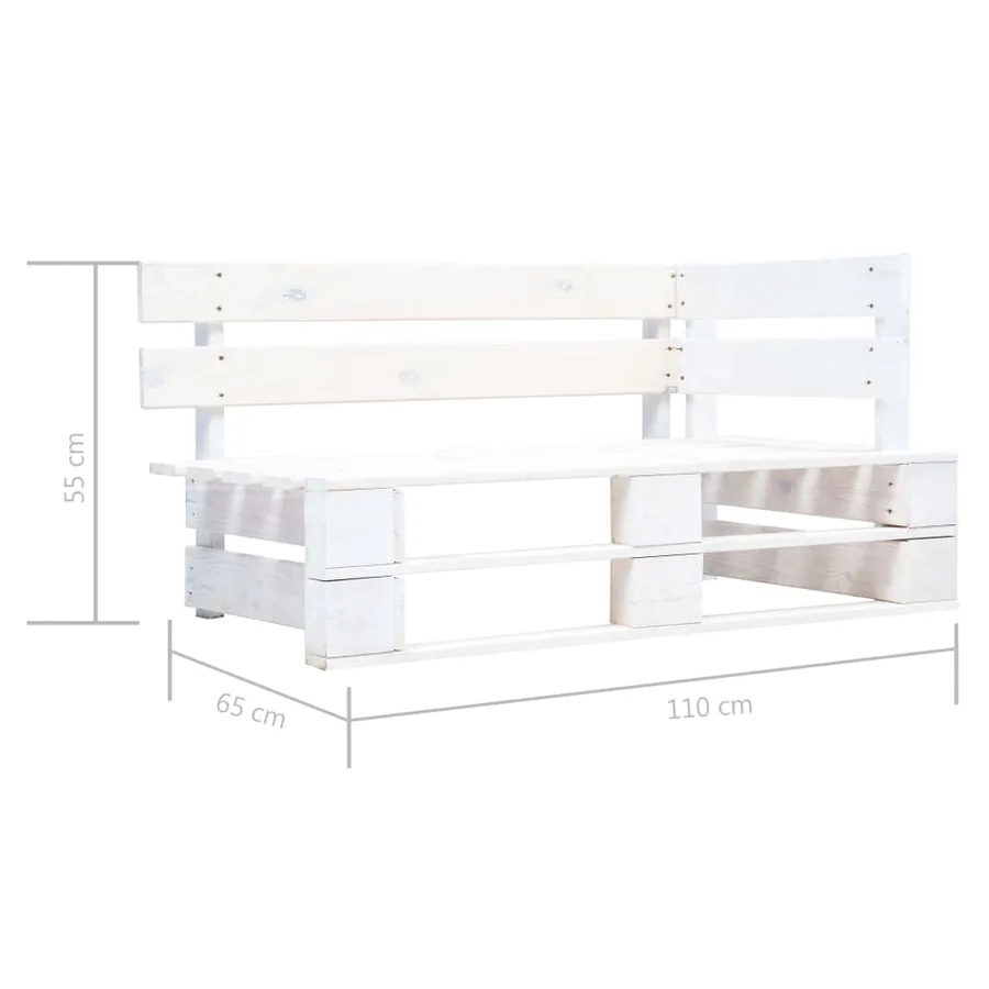 Canapé d'angle palette de jardin Bois de pin imprégné de blanc - 4