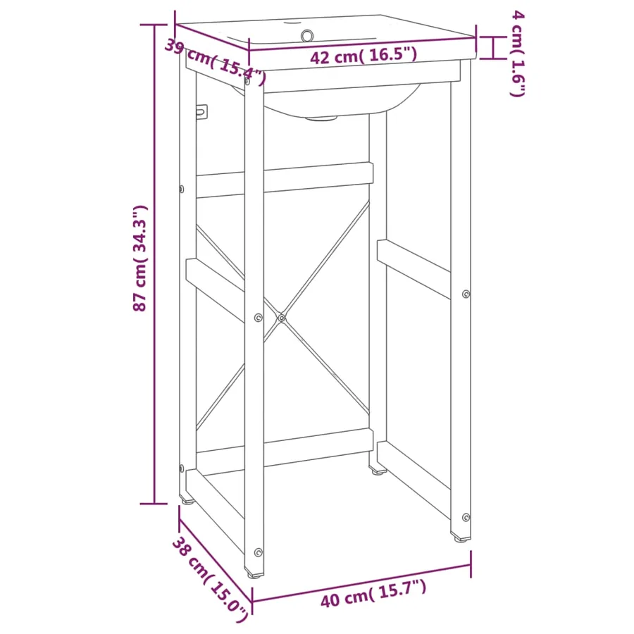 Cadre de lavabo de salle de bain vasque à encastrer Blanc Fer - 7