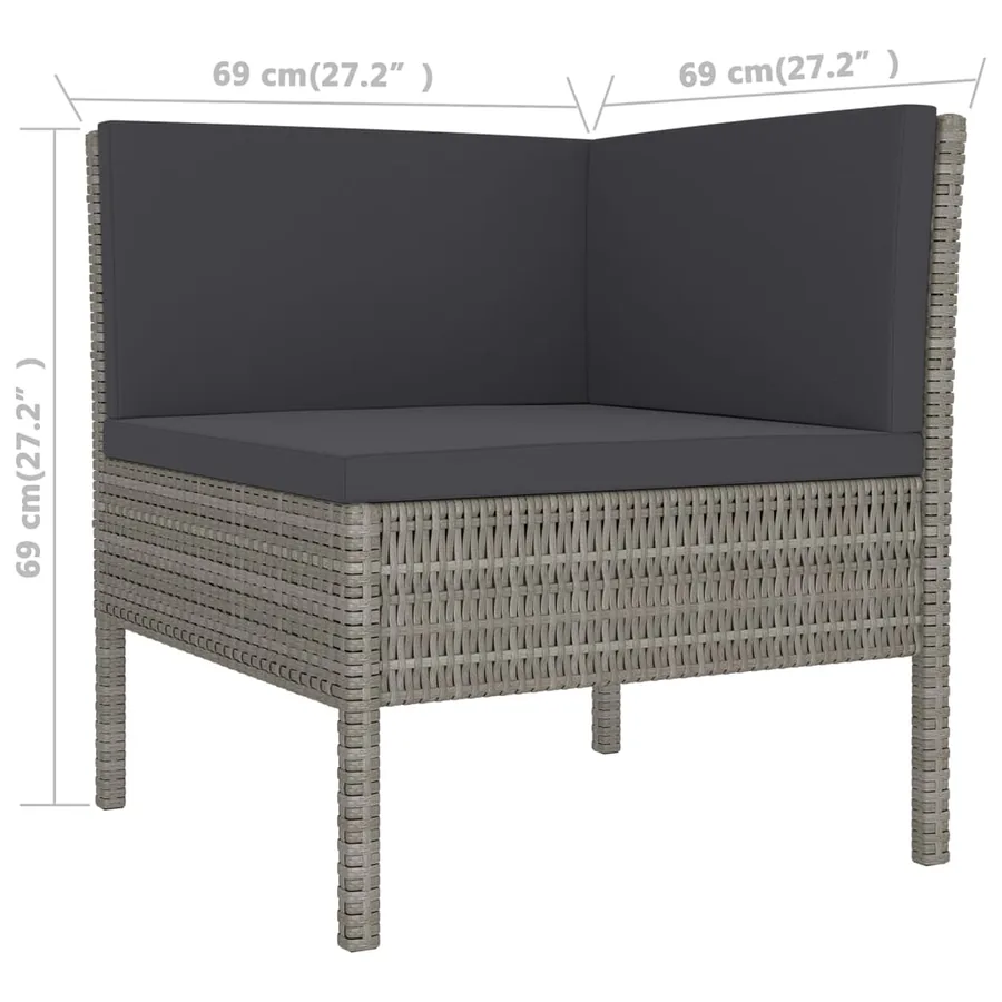 Salon de jardin 11 pcs avec coussins Résine tressée Gris - 7