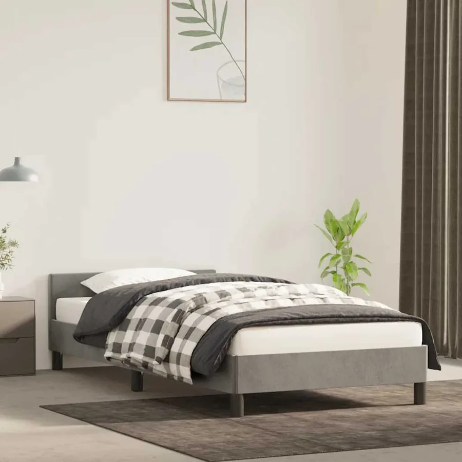 Cadre de lit sans matelas gris clair 80x200 cm velours