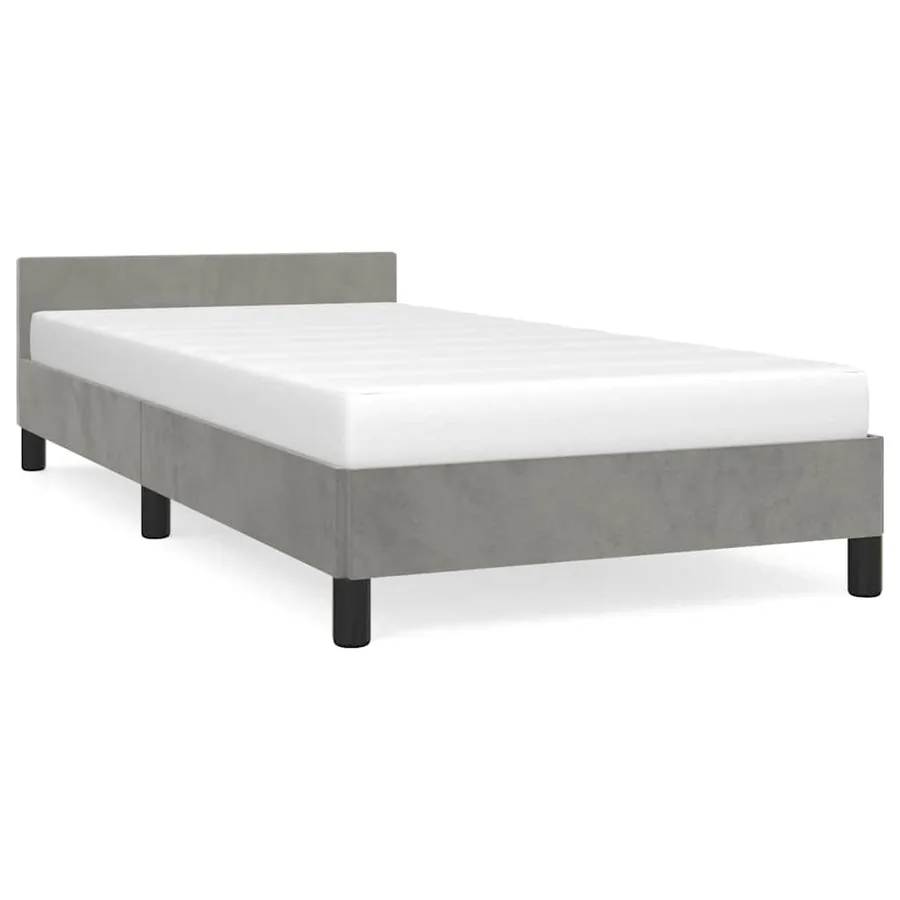 Cadre de lit sans matelas gris clair 80x200 cm velours - 2