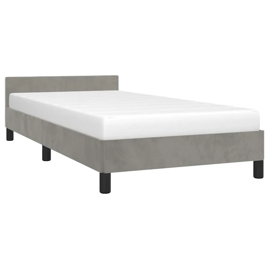 Cadre de lit sans matelas gris clair 80x200 cm velours - 3