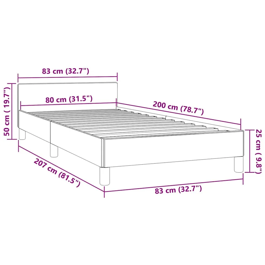 Cadre de lit sans matelas gris clair 80x200 cm velours - 9