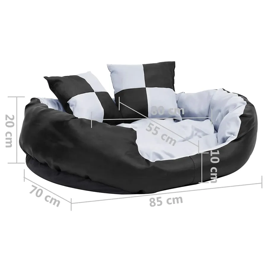 Coussin réversible lavable pour chien Gris et noir 85x70x20 cm - 11