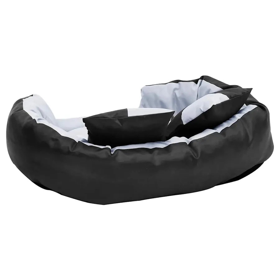 Coussin réversible lavable pour chien Gris et noir 85x70x20 cm - 5