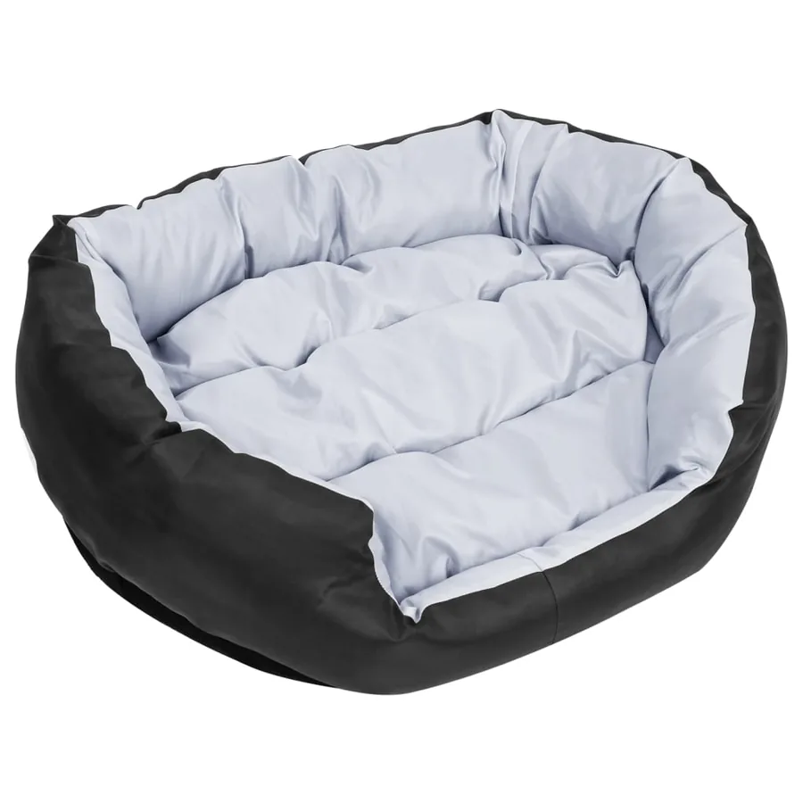 Coussin réversible lavable pour chien Gris et noir 85x70x20 cm - 8
