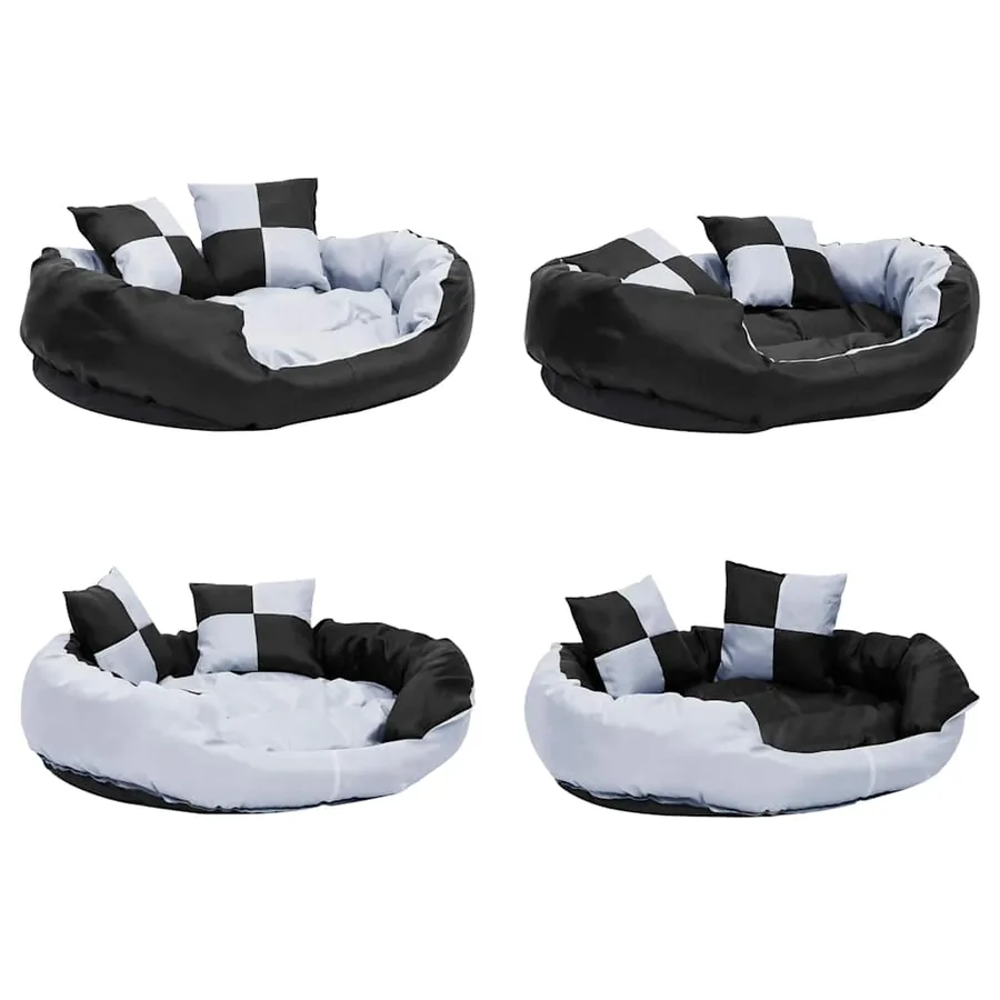 Coussin réversible lavable pour chien Gris et noir 85x70x20 cm - 9