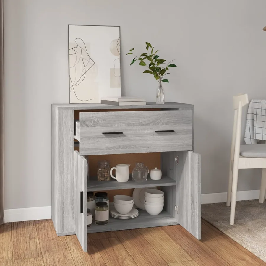 Buffet Sonoma gris 80x33x70 cm Bois d'ingénierie - 6