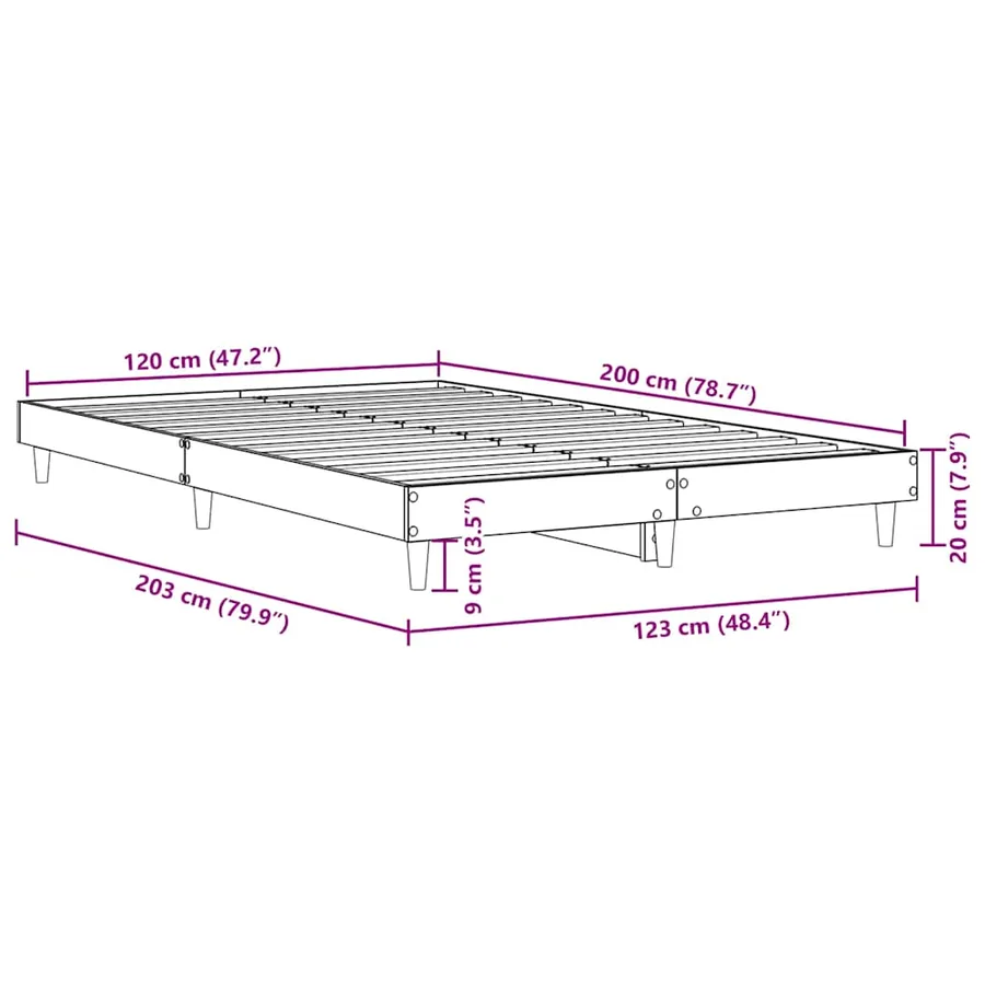Cadre de lit sans matelas chêne sonoma 120x200 cm - 8