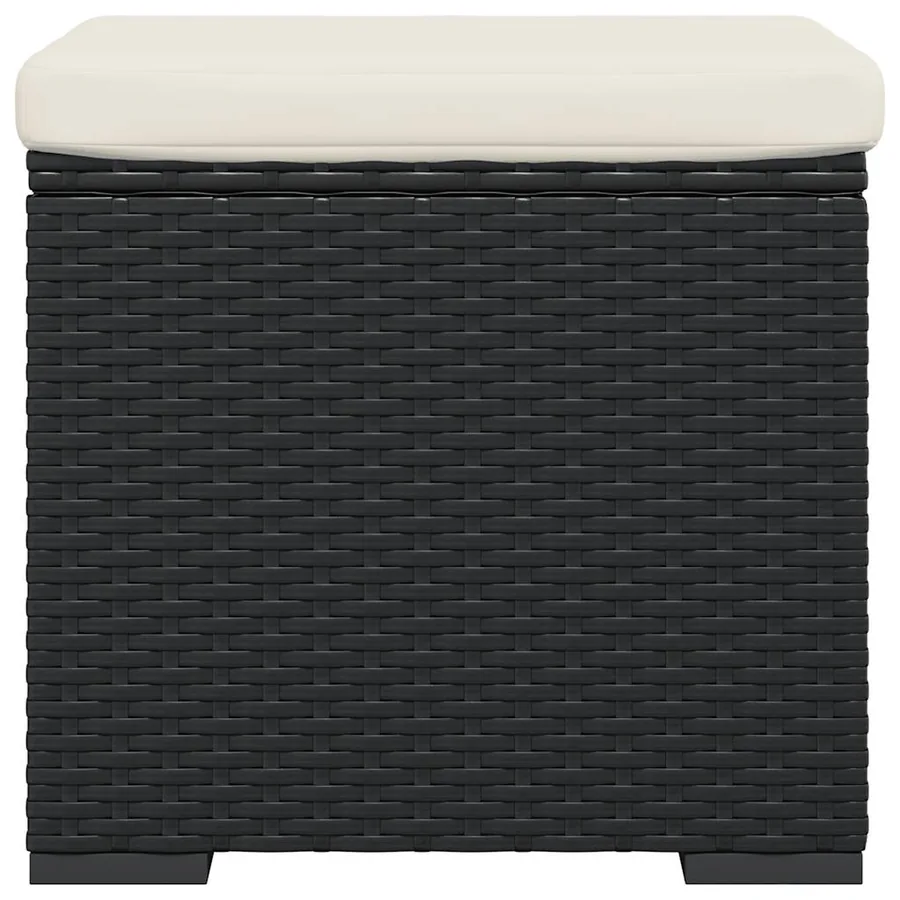 Pouf avec coussin noir 40x30x40 cm résine tressée - 4