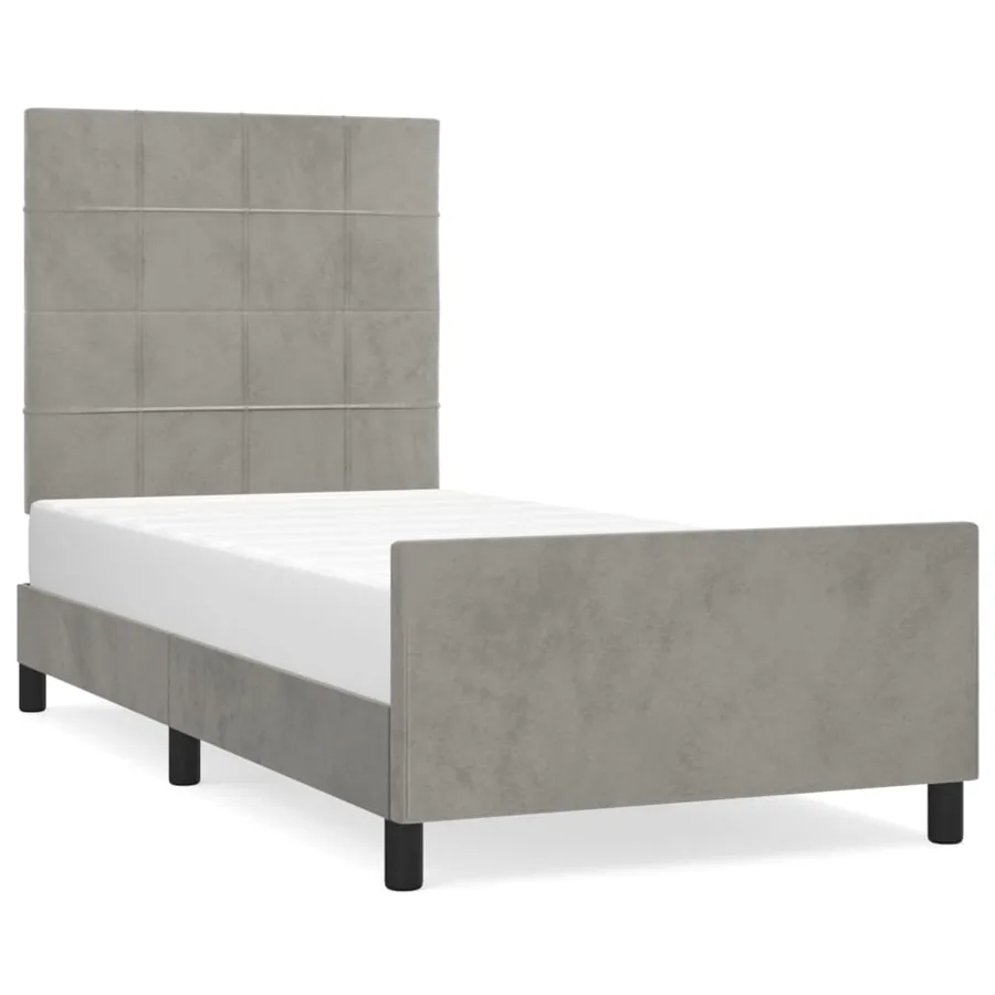 Cadre de lit sans matelas gris clair 80x200 cm velours - 2