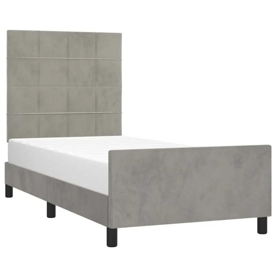 Cadre de lit sans matelas gris clair 80x200 cm velours - 3