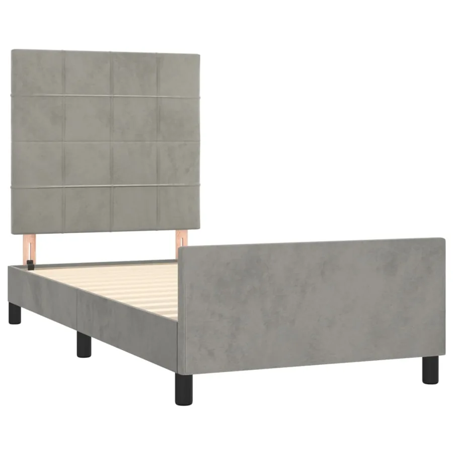 Cadre de lit sans matelas gris clair 80x200 cm velours - 4