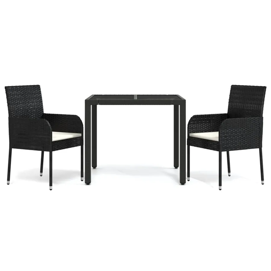 Ensemble à manger de jardin avec coussins 3 pcs Noir - 2