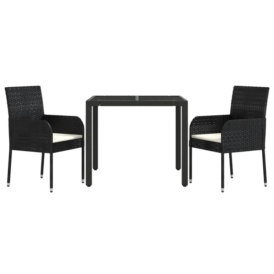 Ensemble à manger de jardin avec coussins 3 pcs Noir - 3