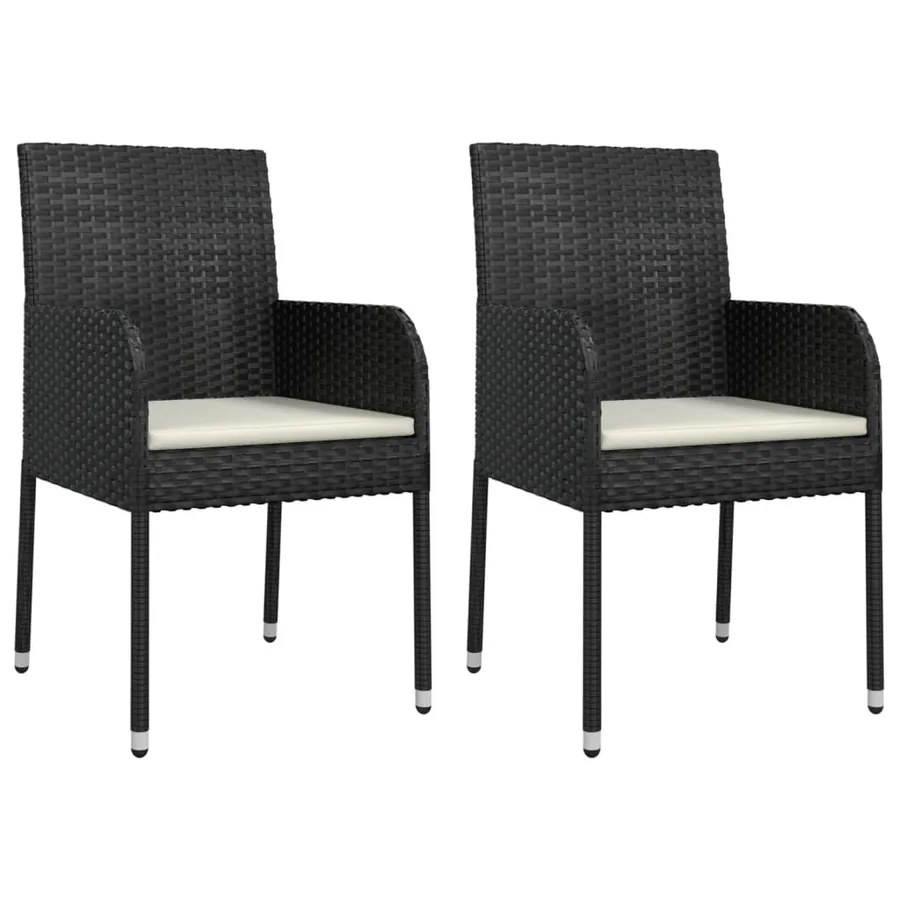 Ensemble à manger de jardin avec coussins 3 pcs Noir - 4