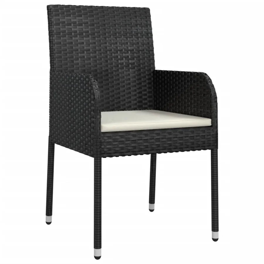 Ensemble à manger de jardin avec coussins 3 pcs Noir - 5