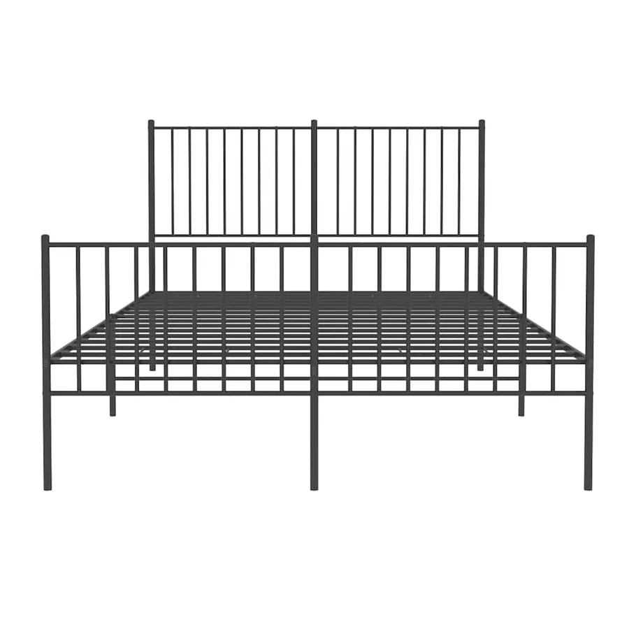 Cadre de lit métal sans matelas avec pied de lit noir 135x190cm - 6