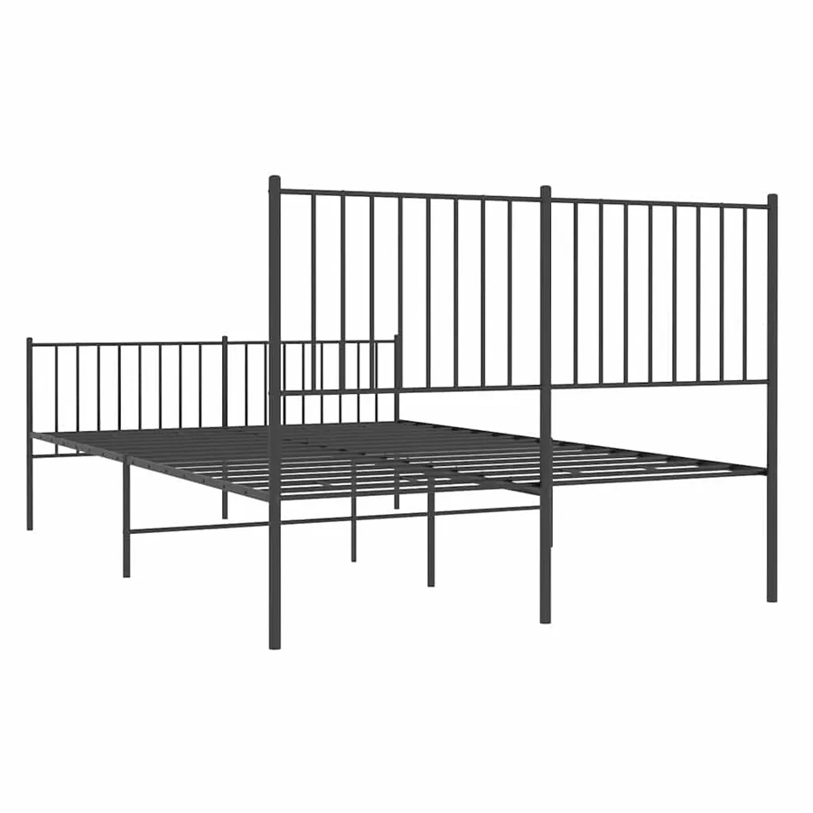 Cadre de lit métal sans matelas avec pied de lit noir 135x190cm - 8