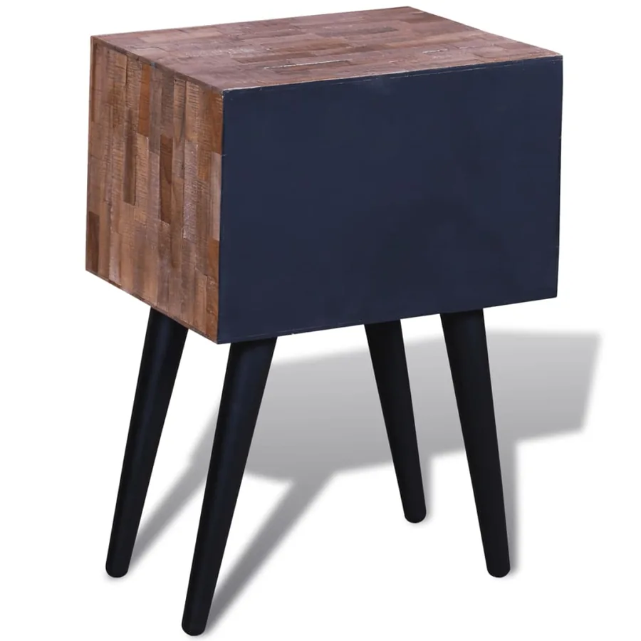 Table de chevet avec 2 tiroirs Bois de teck recyclé - 6