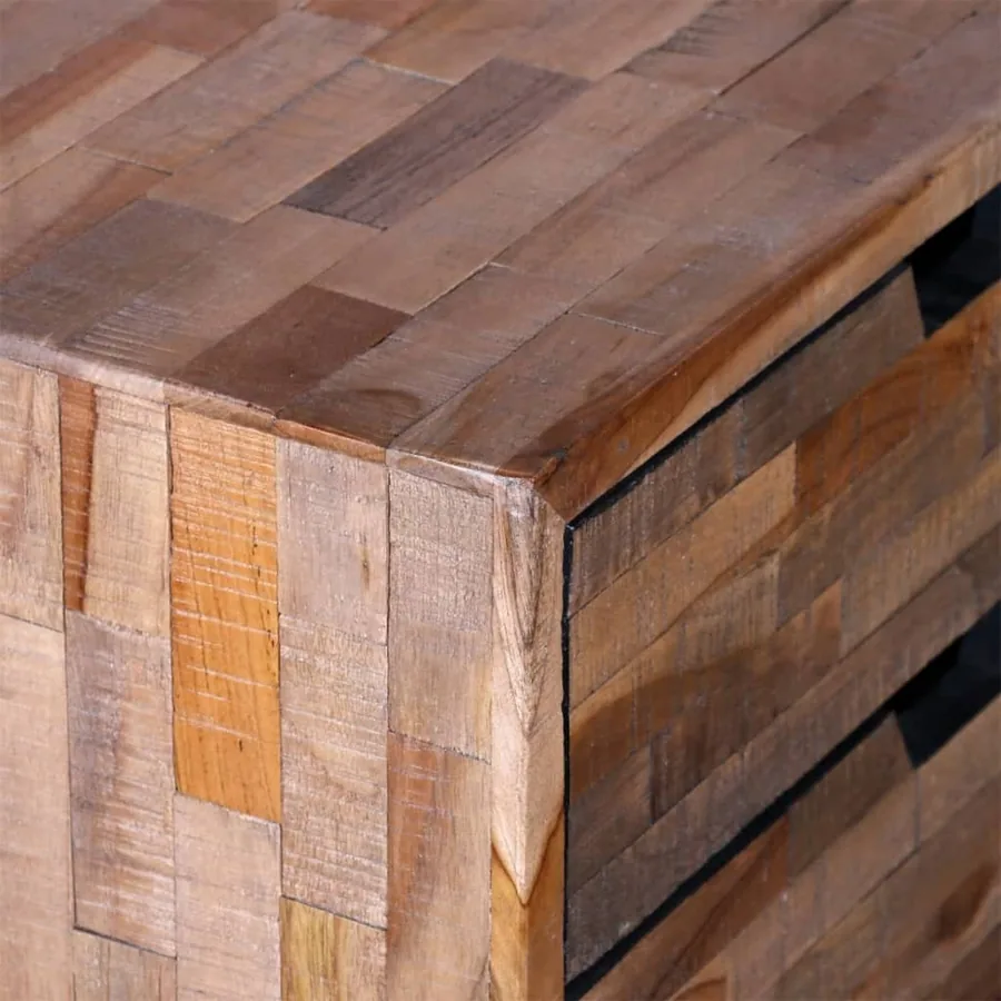Table de chevet avec 2 tiroirs Bois de teck recyclé - 8