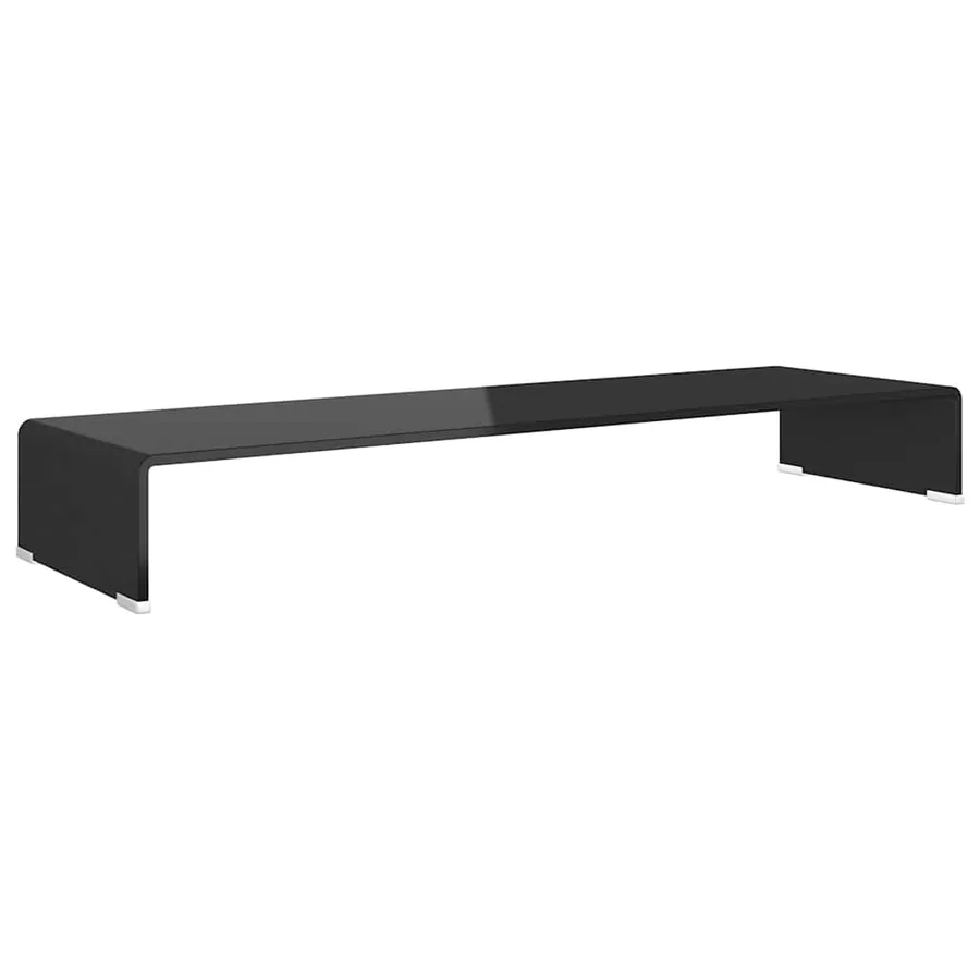 Meuble TV/support pour moniteur 100x30x13 cm verre noir - 2