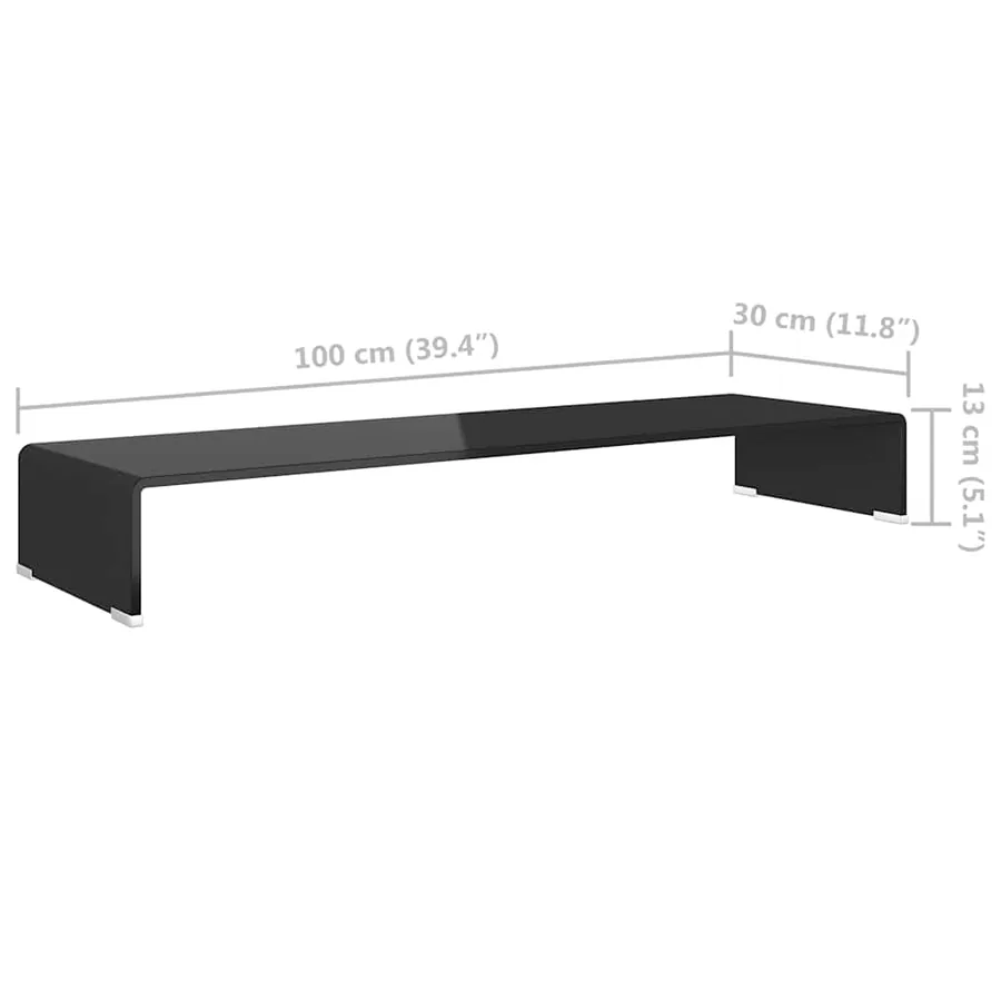 Meuble TV/support pour moniteur 100x30x13 cm verre noir - 6