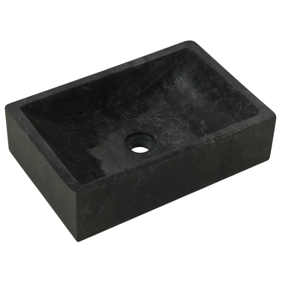 Armoire de salle de bain et lavabos en marbre noir Teck massif - 5
