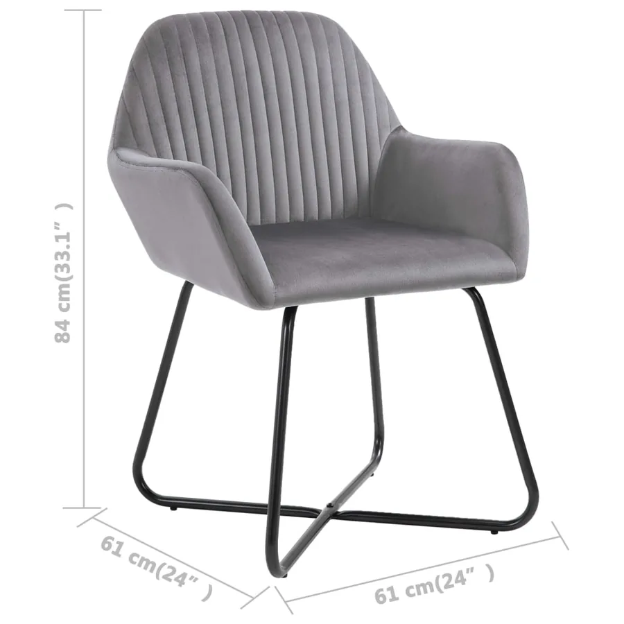 Chaises à manger lot de 2 gris velours - 8