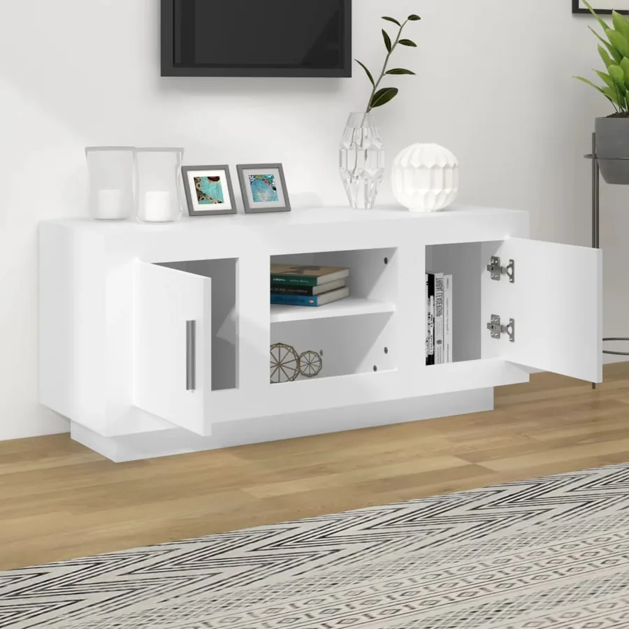 Meuble TV blanc 102x35x45 cm bois d'ingénierie - 3
