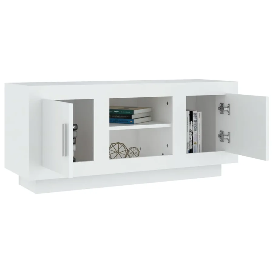 Meuble TV blanc 102x35x45 cm bois d'ingénierie - 4