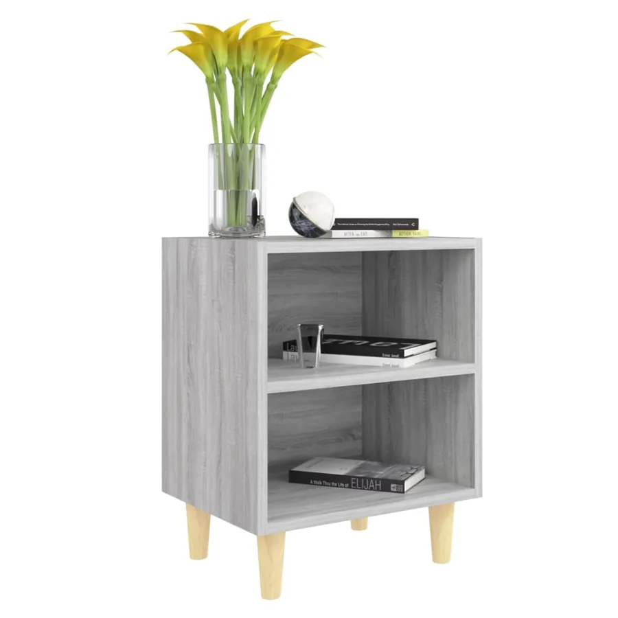 Table de chevet avec pieds en bois Sonoma gris 40x30x50 cm - 5