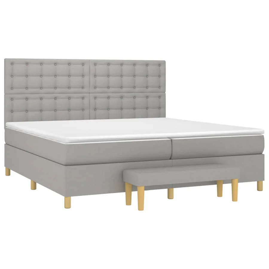 Sommier à lattes de lit avec matelas Gris clair 200x200cm Tissu - 3