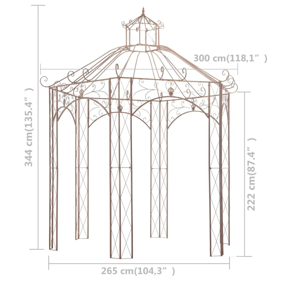 Pavillon de jardin Marron antique 3 m Fer - 6