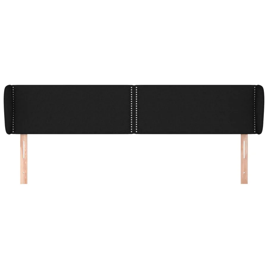 Tête de lit avec oreilles Noir 183x23x78/88 cm Tissu - 3