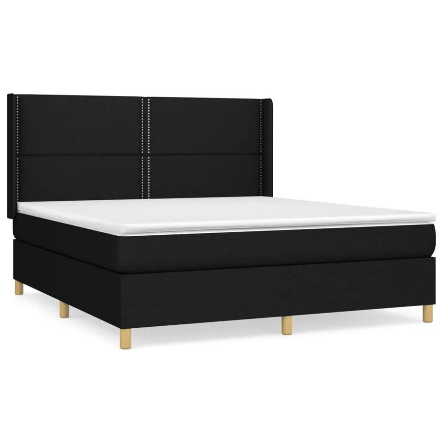 Sommier à lattes de lit avec matelas Noir 180x200 cm Tissu - 2