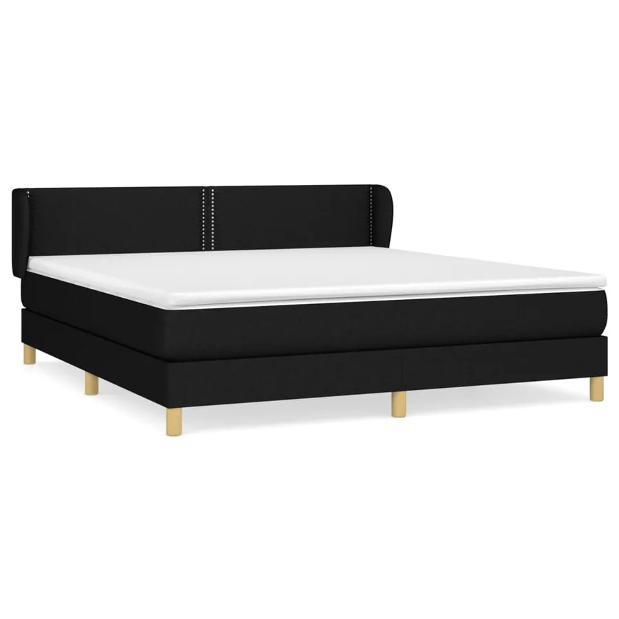Sommier à lattes de lit avec matelas Noir 180x200 cm Tissu - 2